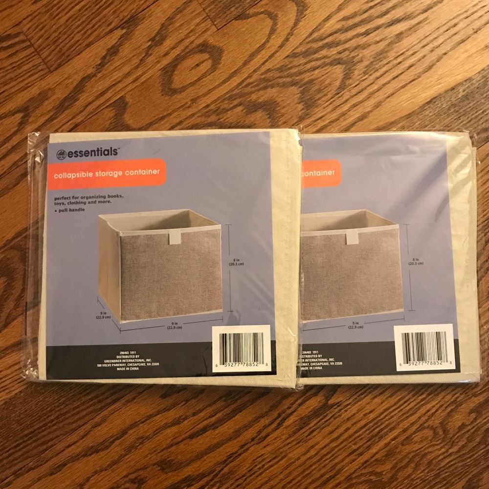 2 Collapsible Storage Pullout Containers with Tab